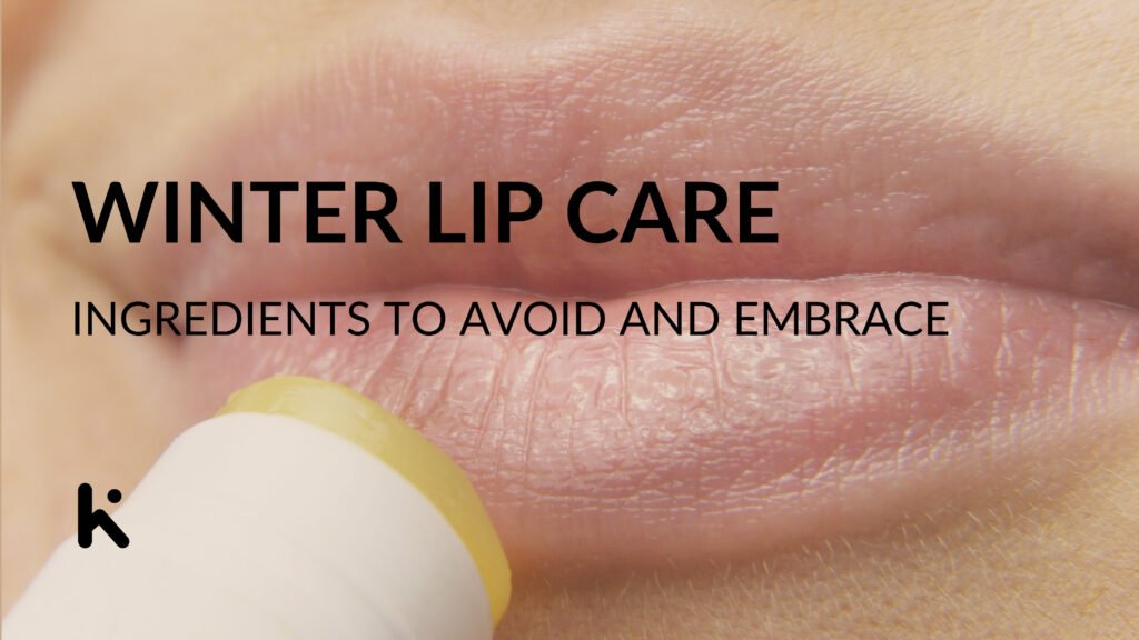 Lips being hydrated with natural lip balm, highlighting clean and harmful ingredients in winter lip care.